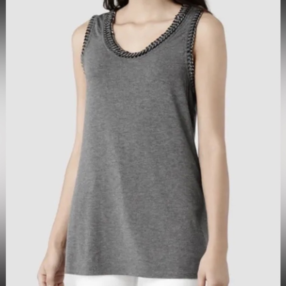 ALL SAINTS - Itita Vest Chain Neck Line Charcoal Tank Top Size 4 - Picture 1 of 9